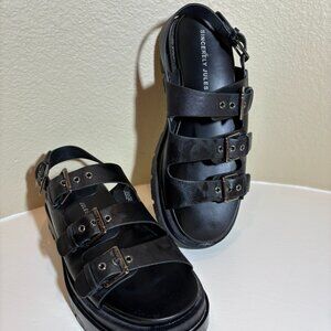 Sincerely Jules Black Chucky Sandals Three Buckles